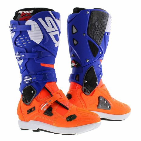 Sidi Crossfire 3 SRS MX Off road Boots Orange Fluo Blue White