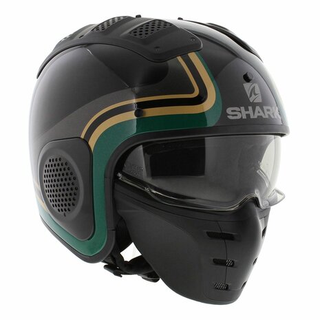 Shark X-Drak Trial Helm Hister gloss black green gold KGQ