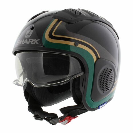 Shark X-Drak Trial Helm Hister gloss black green gold KGQ