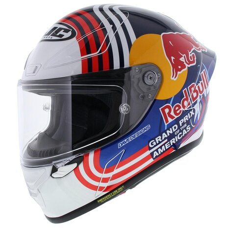 HJC RPHA 1 Red Bull Austin GP Motorcycle Helmet - White Blue Red