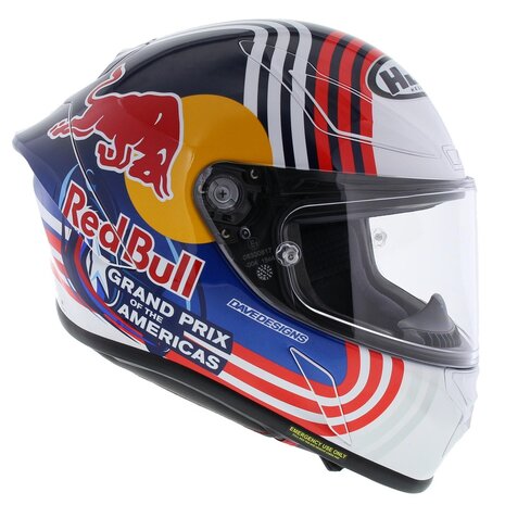 HJC RPHA 1 Red Bull Austin GP Motorcycle Helmet - White Blue Red