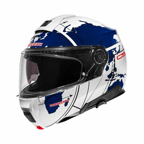 Schuberth C5 Globe Modular Motorcycle Helmet - gloss white blue