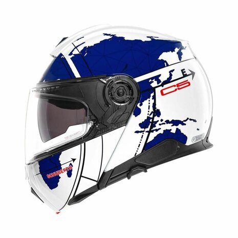 Schuberth C5 Globe Modular Motorcycle Helmet - gloss white blue