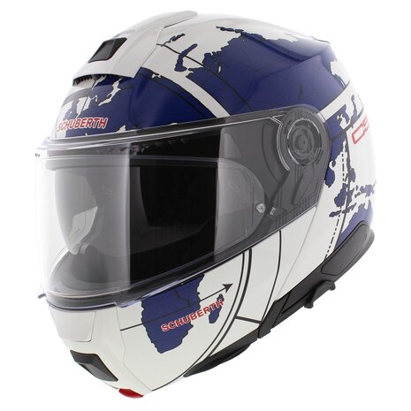 Schuberth C5 Globe Modular Motorcycle Helmet - gloss white blue