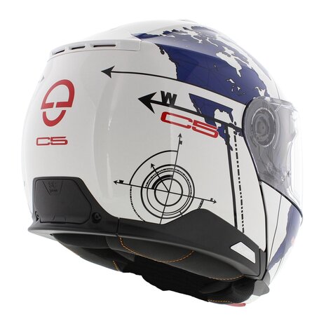 Schuberth C5 Globe Modular Motorcycle Helmet - gloss white blue