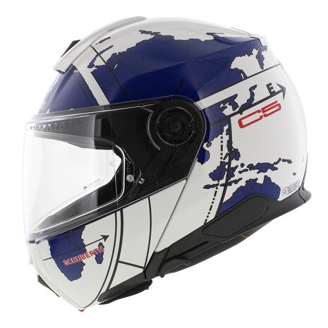 Schuberth C5 Globe Modular Motorcycle Helmet - gloss white blue