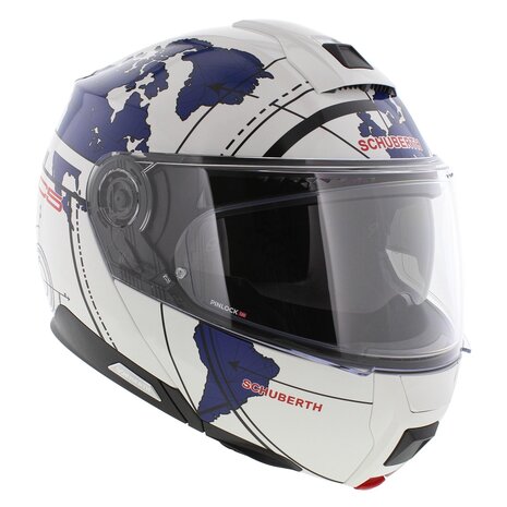 Schuberth C5 Globe Modular Motorcycle Helmet - gloss white blue
