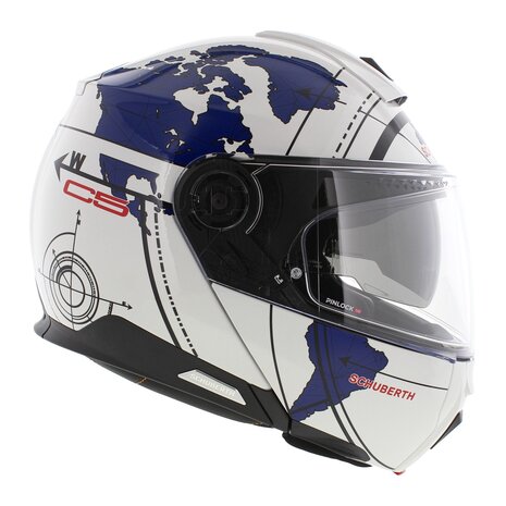 Schuberth C5 Globe Modular Motorcycle Helmet - gloss white blue