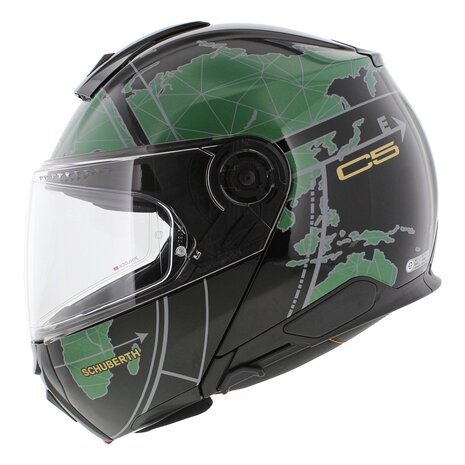 Schuberth C5 Globe Modular Motorcycle Helmet - Black Green