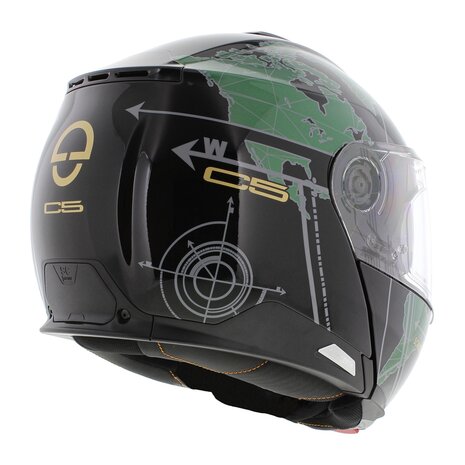 Schuberth C5 Globe Modular Motorcycle Helmet - Black Green