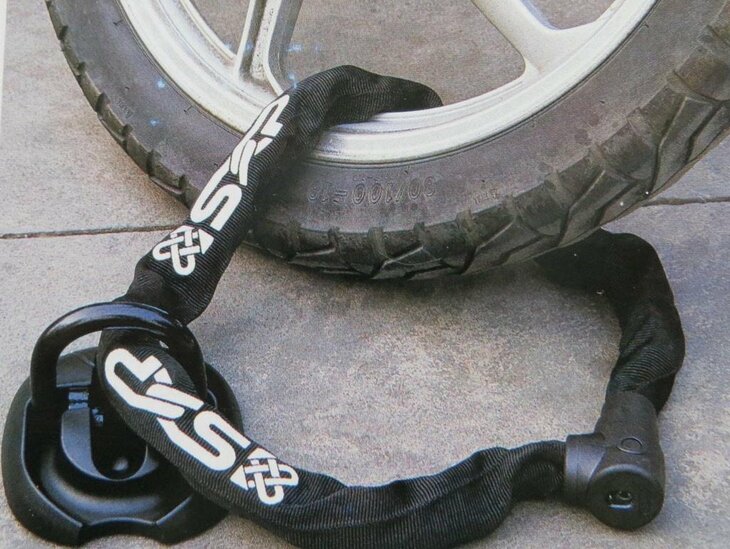 MKX-Lock floor -wall anchor hardened steel black for motorcycle / scooter / etc