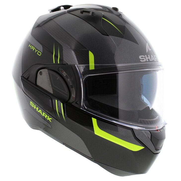 Shark EVO ES Kryd Anthracite Black Yellow - Motorcycle modular flip back helmet